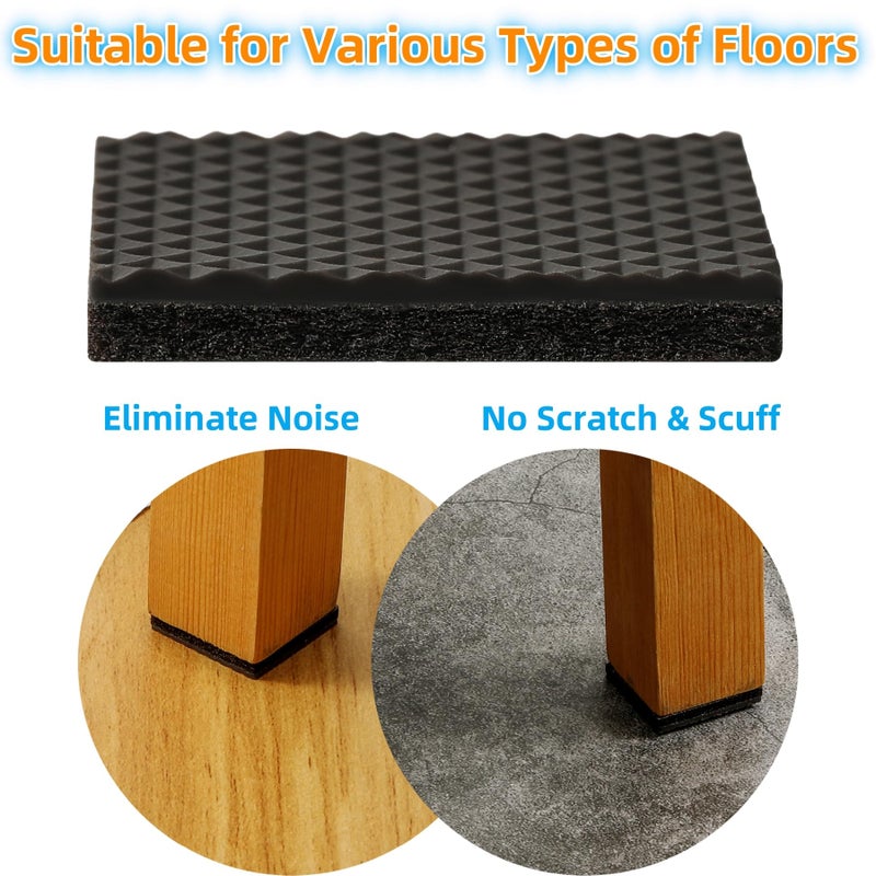 Furnigear Non Slip Furniture Pads - Self Adhesive Rubber Anti Skid Pads Grippers Rubber Chair Feet Furniture Pads for Hardwood Floors -Protectors for Furniture Table Legs Anti Slip 12 Pcs 3"" Square - Image 4